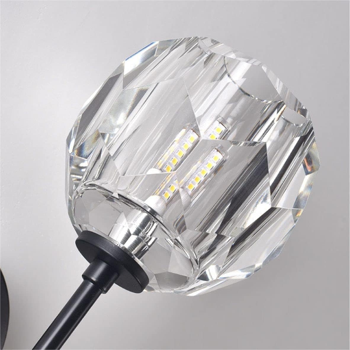 Modern Home Decoration Black Crystal Sconces Wall Lighting for Bathroom Crystal Ball Vanity Light Hardwire Farmhouse Bedroom Wall Lamp for Bedroom Headboard Porch Entrance Hallway