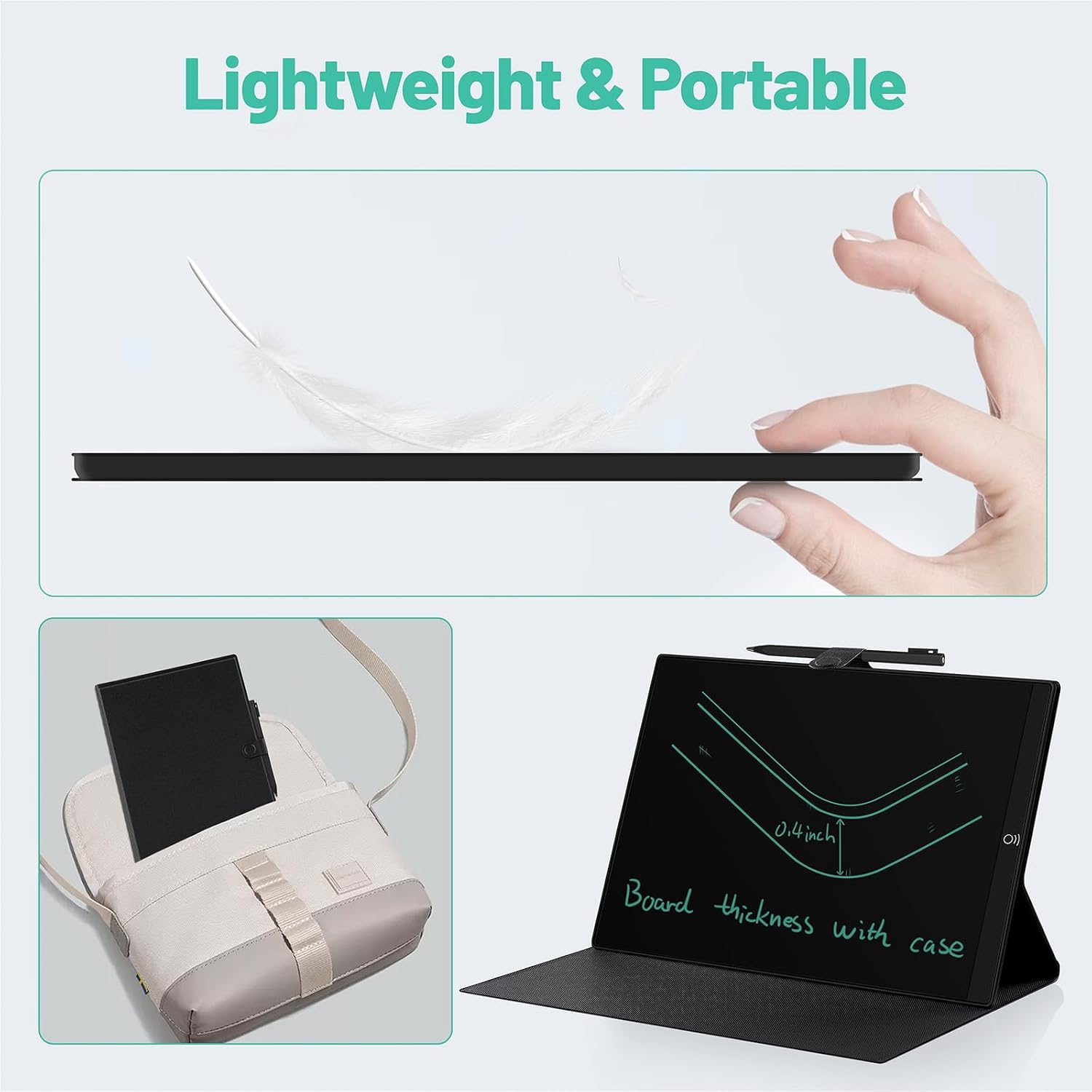 LCD Writing Tablet for Adults: 9.5 Inch with Leather Cover Case Reusable Portable Use for Office Study Teaching