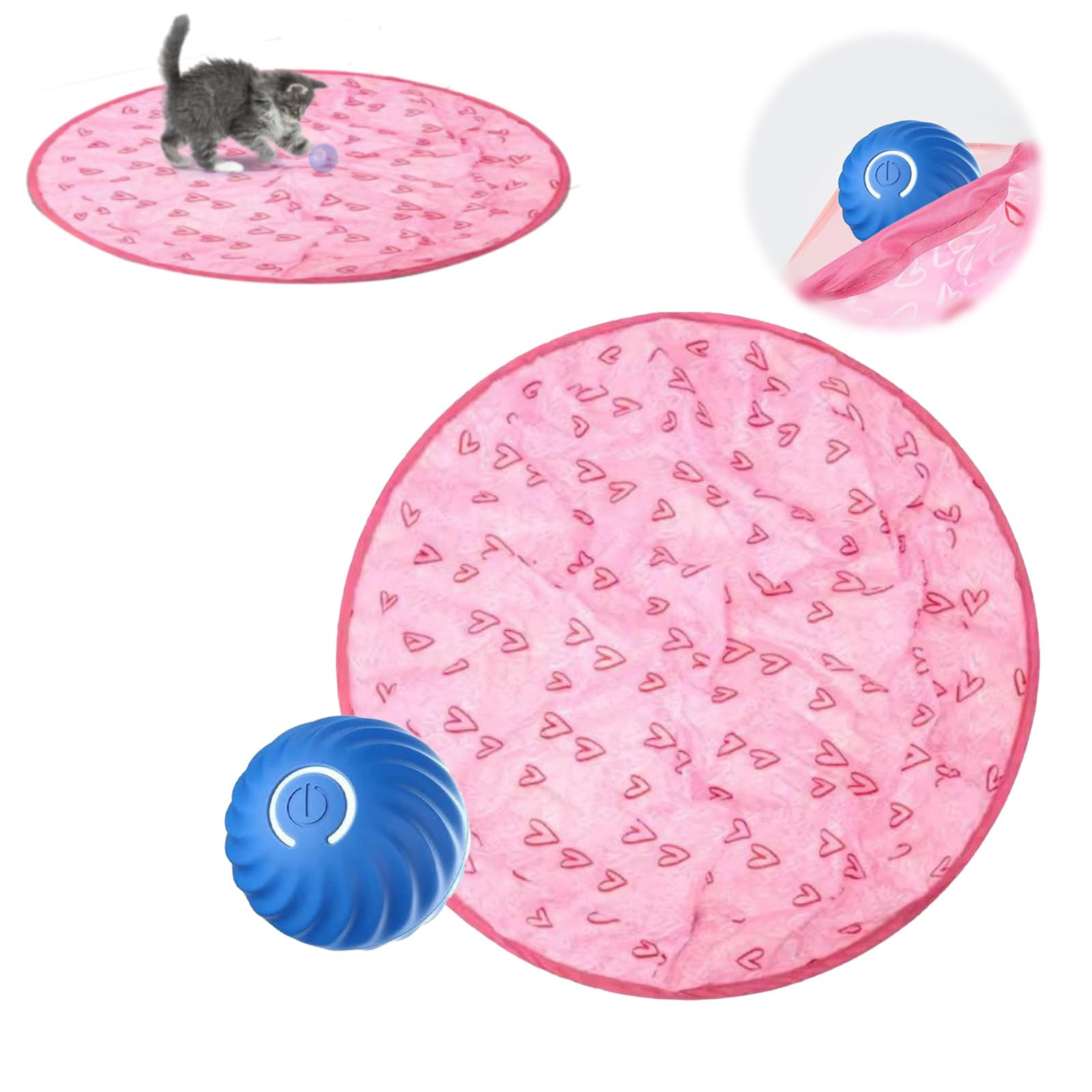 2 In 1 Interactive Hunting Toy, Simulated Interactive Hunting Cat Toys With LED Light, Interactive Pet Toys Ball Fast Rolling In Pouch (B)
