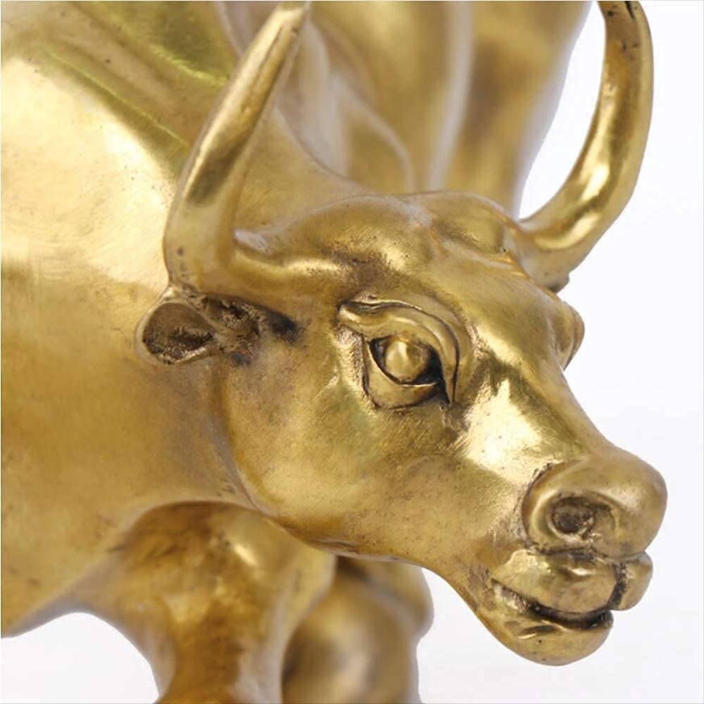 Rzeźba na biurko Byk Statua Rzeźba Złota Ściana Street Bull Statuetka Dom Biuro Dekoracje Akcesoria Prezent Akcesoria Domowe 18x11x12cm
