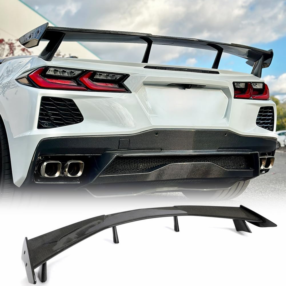 Carbon Fiber Rear Roof Spoiler for Chevrolet Corvette C8 Stingray 2020-2025 High-Stiffness Lightweight Design, High-Speed Stability Enhancement, Aerodynamic Styling 2-Door Coupe