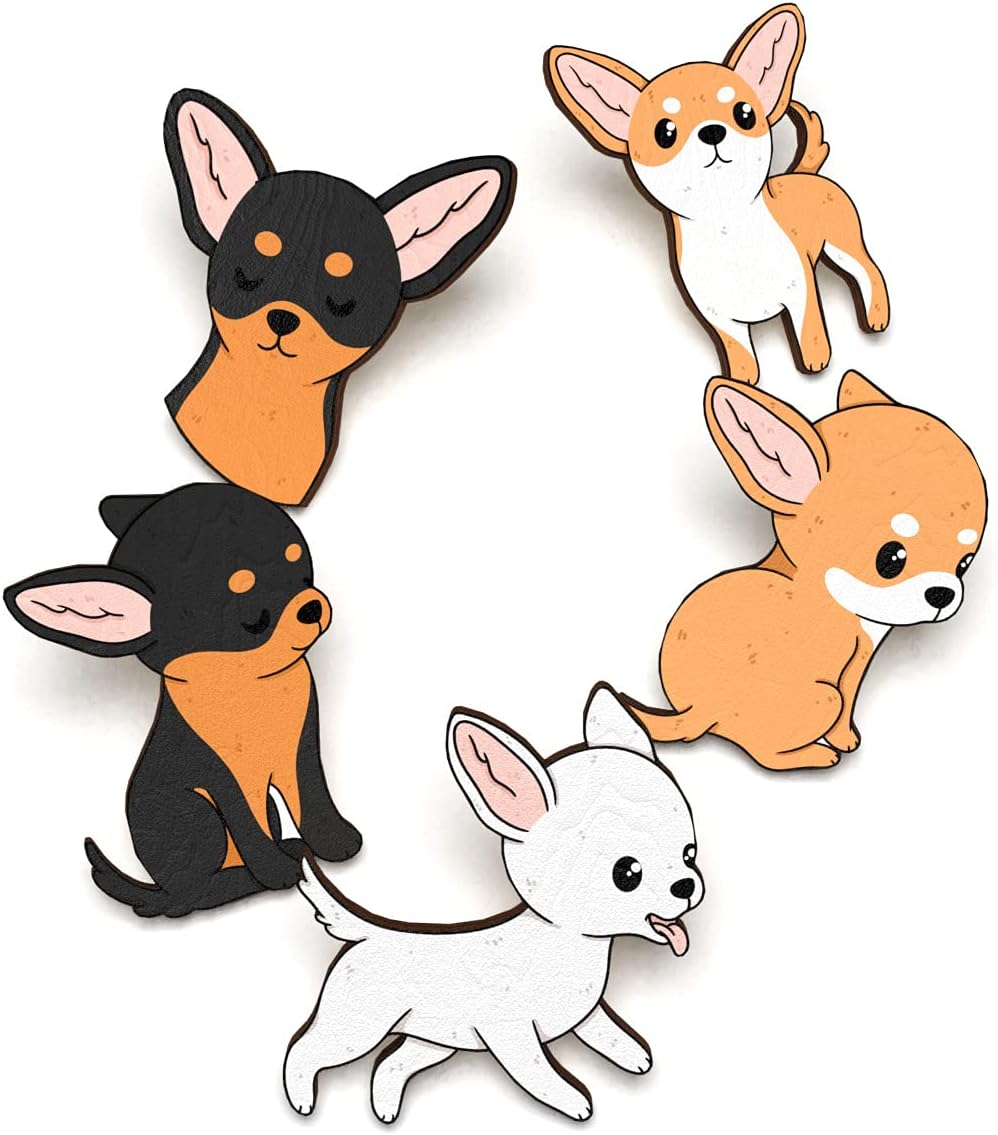5 PCS Brooch Wooden Pins Set | Cute Badges Pack | Lapel Pin Buttons Jewelry Accessory | Occasion Stylish Charms Decoration | Aesthetic Brooches for Backpack Bookbag Bag Jacket Hat Clothes for DIY | Perfect Gift for Kids Teens Girls Boys Women