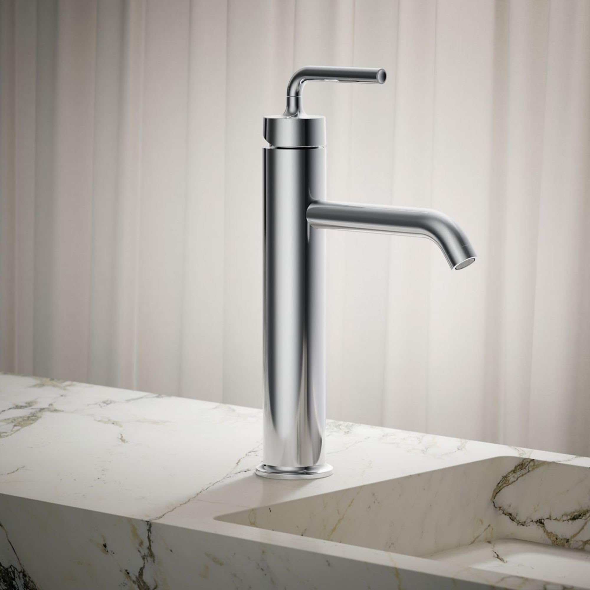 Kohler K-14404-4A-CP Purist Tall Single Control Lavatory Faucet, Polished Chrome