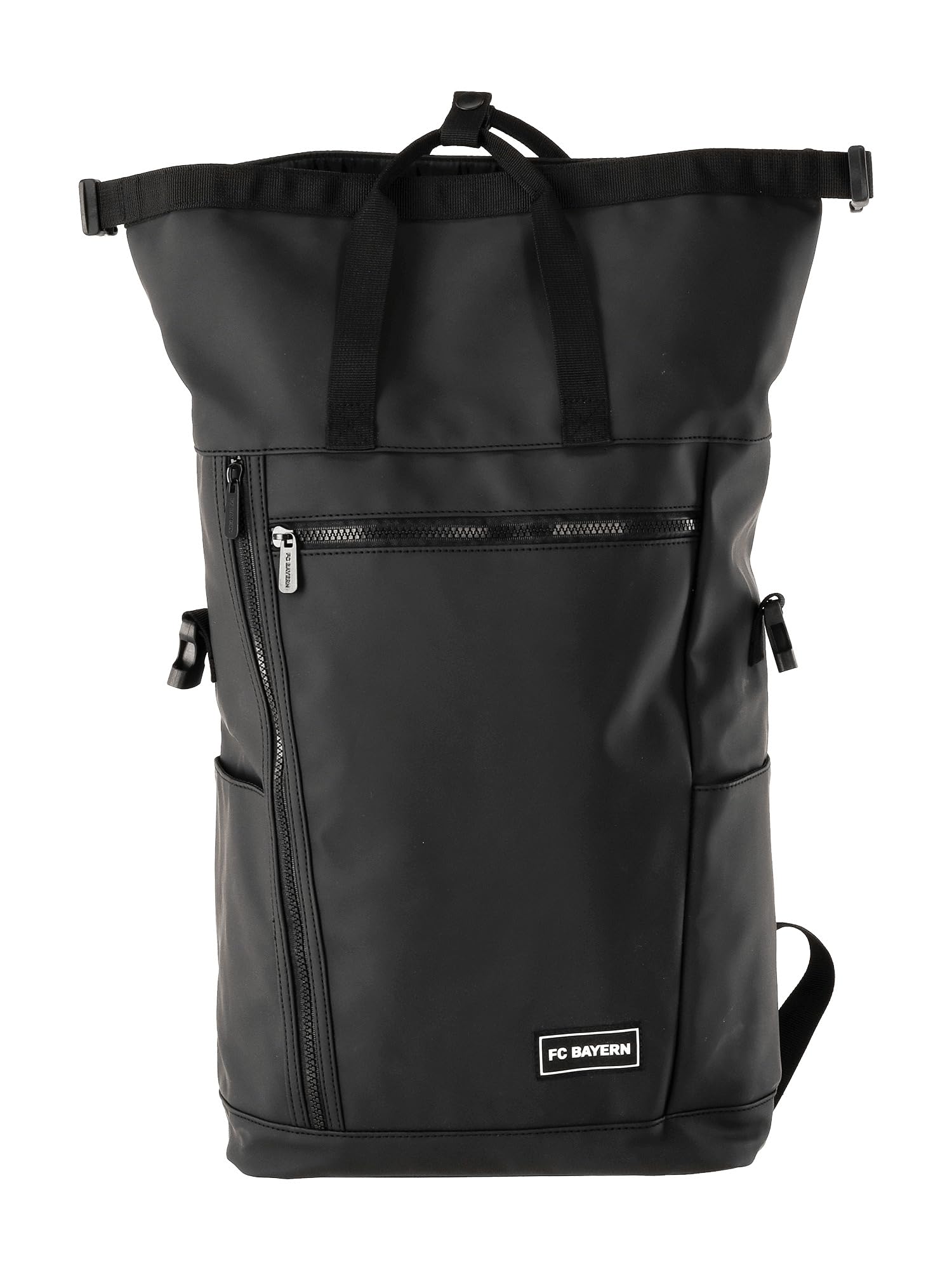 FC Bayern München Rucksack Rolltop Schwarz I Fußball I Schule I Sport I 43 x 27/37 x 15 cm