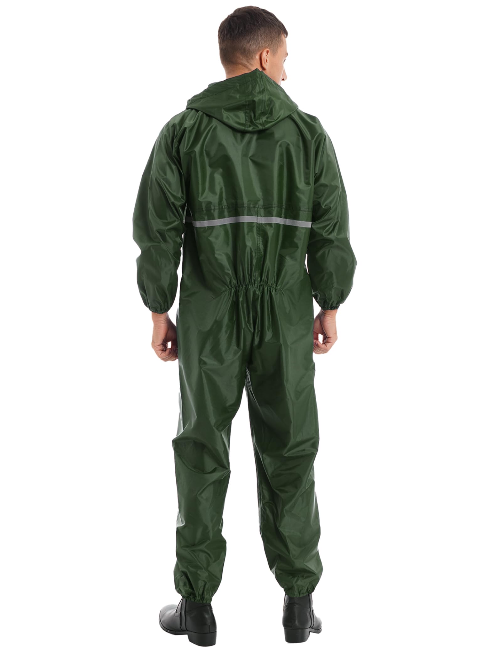 Jugaoge Unisex Motorrad Regenanzug für Damen und Herren Outdoor Einteiler Wasserdichter Overall Jumpsuit mit reflektierenden Streifen Arbeitsoveralls