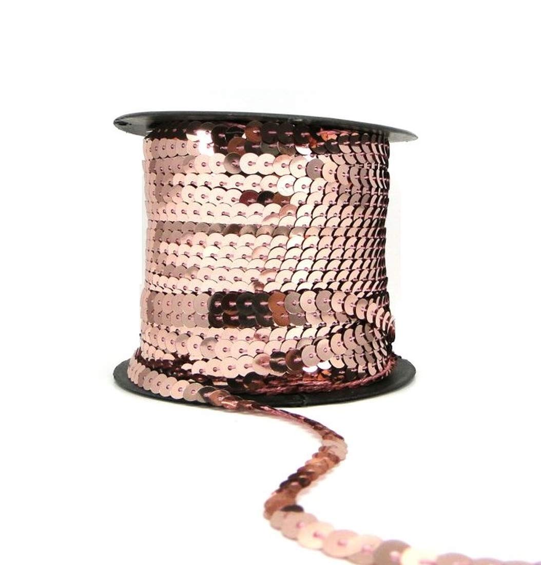 Sequin Trim Sequins Ribbon 6mm Strung Metallic Shiny Flat Sequins Paillette Spangle Sequin String for Embellishment Sewing Arts Crafts Fancy Dress Decoration (Champagne