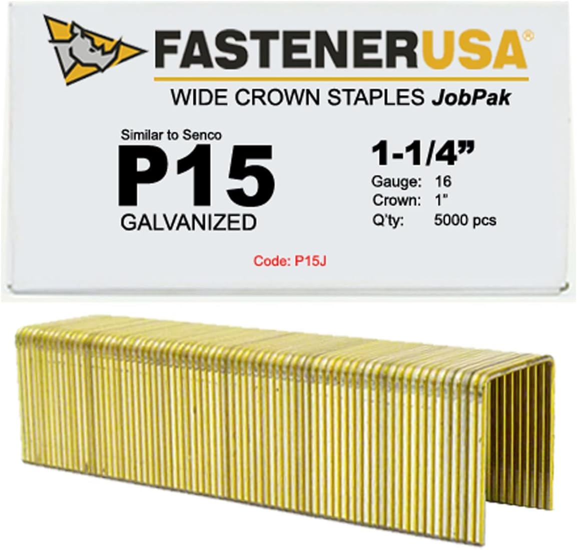 1-1/4" Leg x 1" Crown 16GA GALV P15 Staples 5,000ct