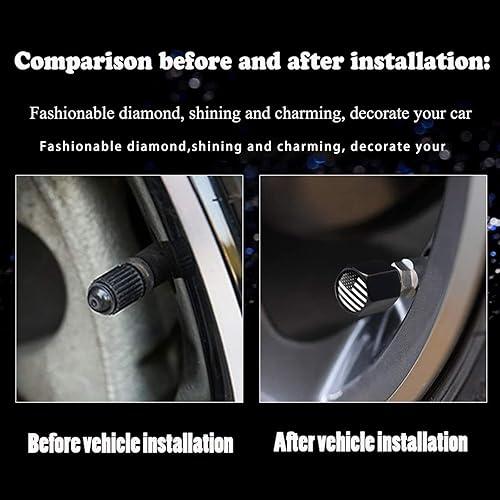 Miniatura 5 de Antena de bala para automóvil, camión con la bandera de Estados Unidos, con tapas de vástago de válvula, mástil universal para GM Chevy Silverado