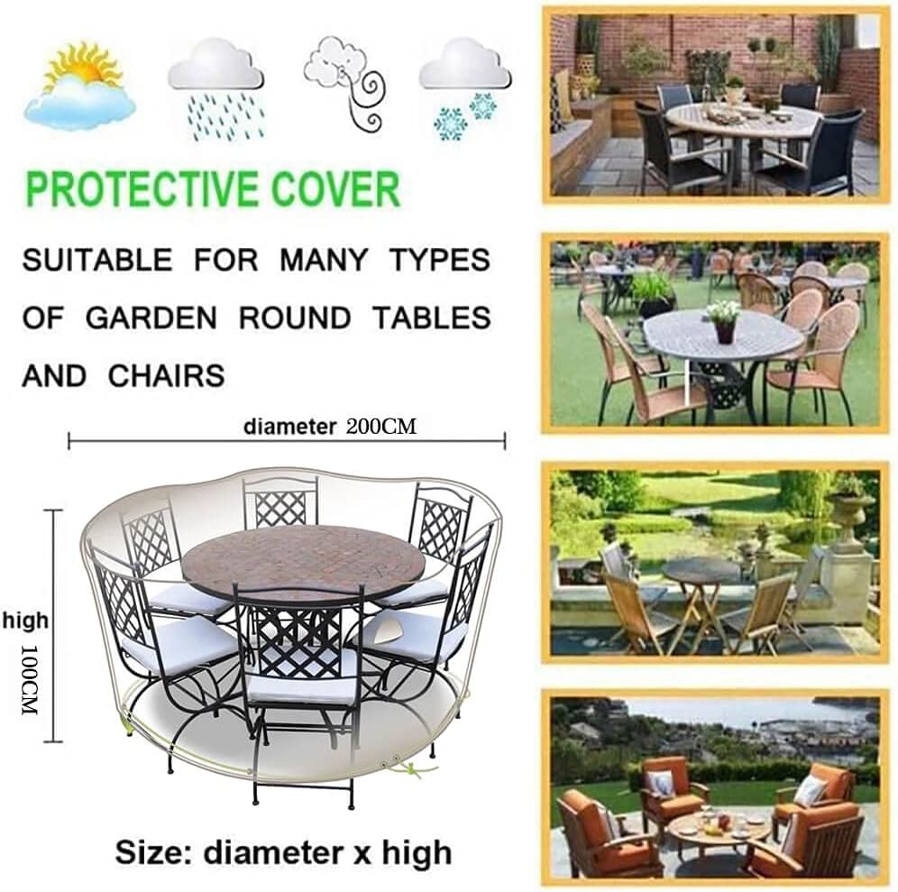 PATIO PLUS Garden Heavy Duty Table Covers Round with Air Vents, 600D Oxford Fabric Circular Patio Set Table Cover - Image 3