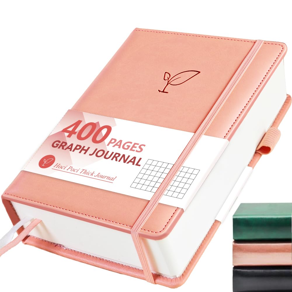 Notatnik w kratkę 400 stron, A5 twarda okładka, 100 g/m², różowy