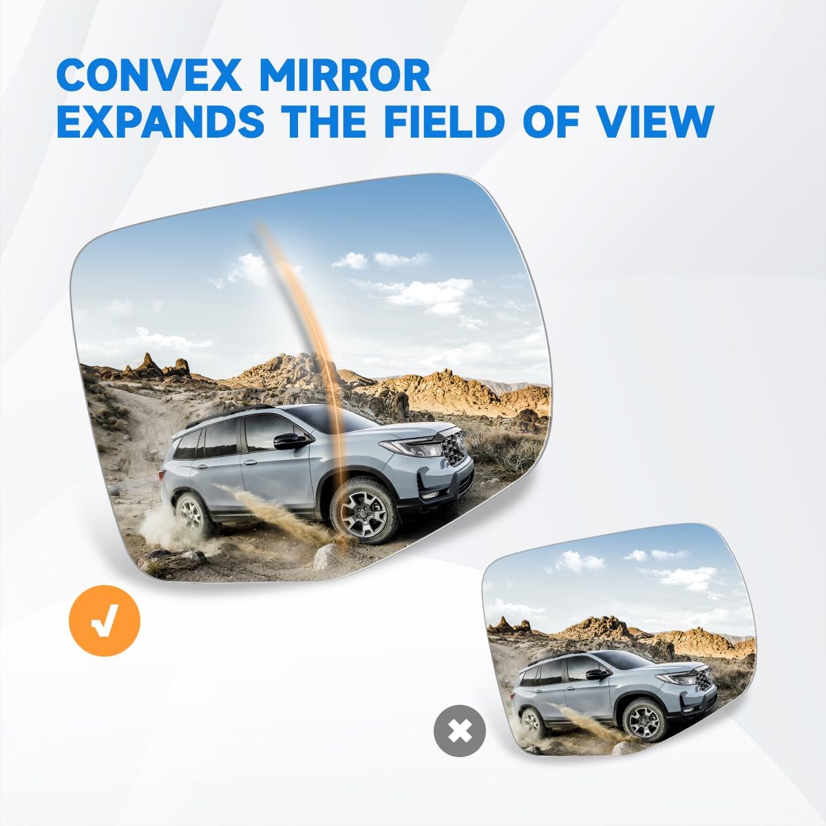 Outside Mirror Glass Passenger Side Compatible With Honda Passport Pilot Ridgeline 2016-2023, OEM Replace# 76204TG7A11,HO1325150,5672H