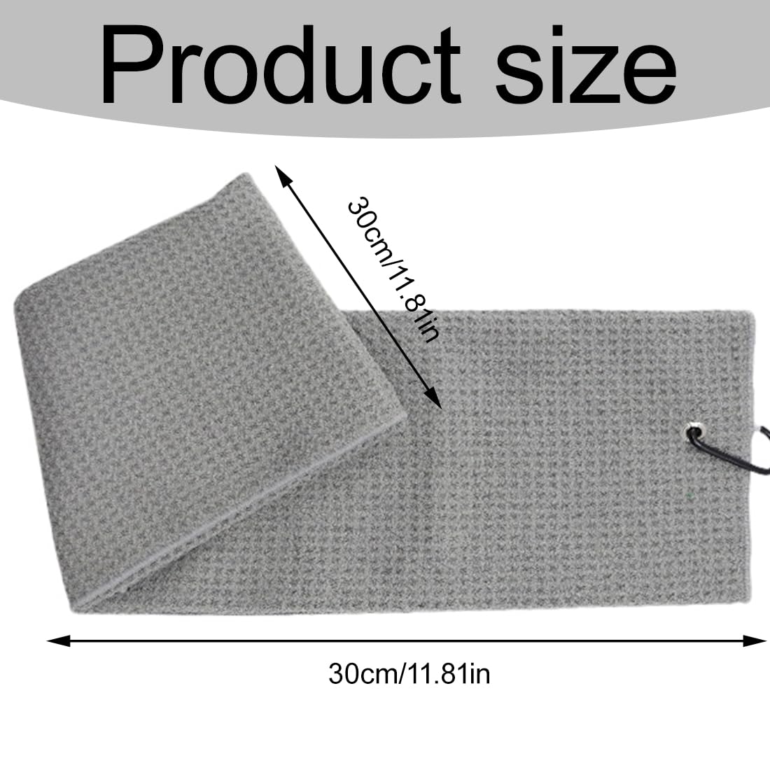 Asciugamani da golf in microfibra motivo waffle confezione da 2 con moschettone clip sacca grigio rosso