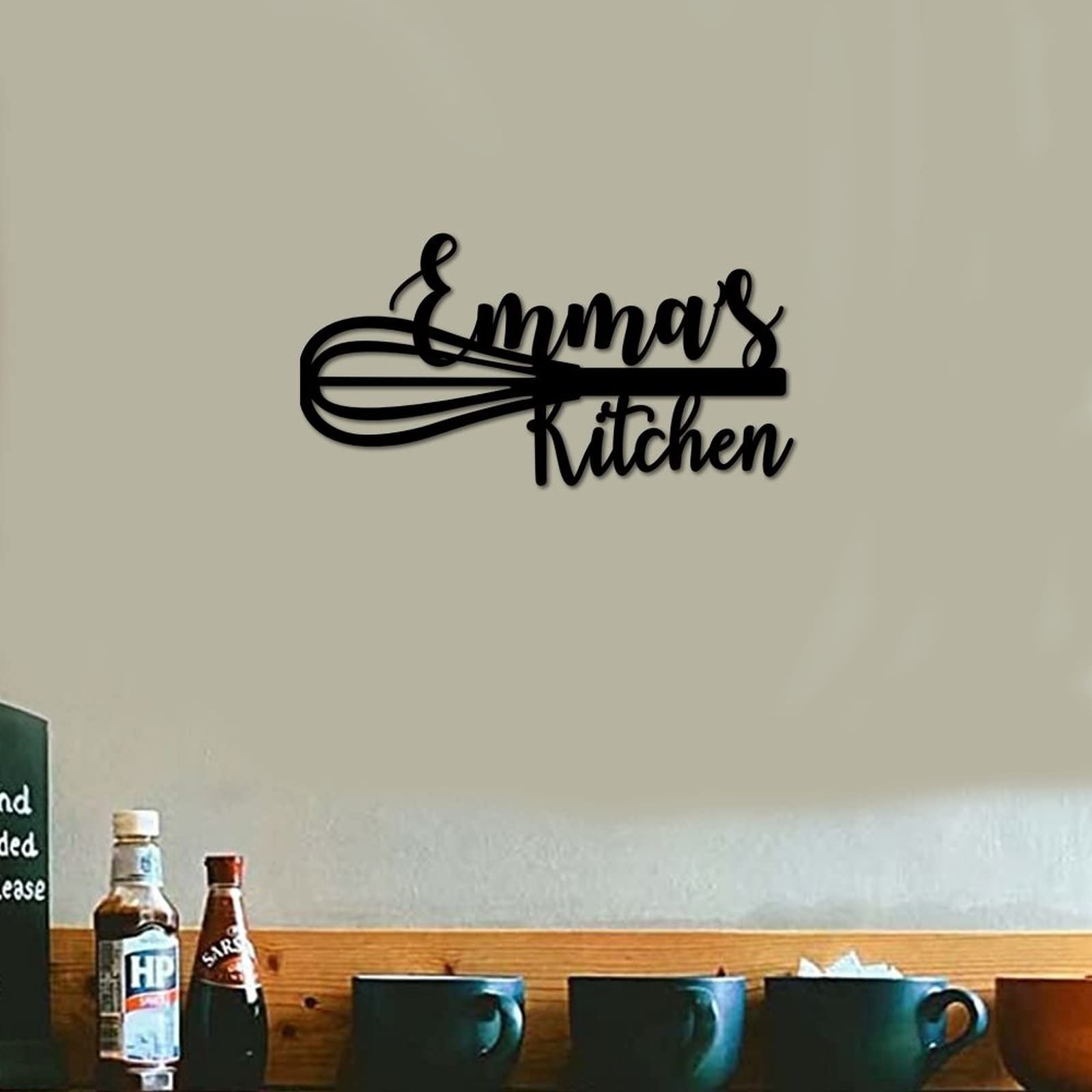 Letrero de metal personalizado para cocina, letrero de nombre de cocina, letrero de nombre de metal, decoración de casa de campo, regalo de inauguración de la casa, regalo de cocina para mamá, regalo