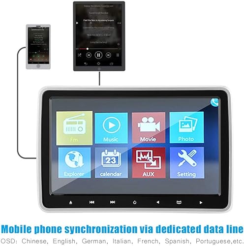 Miniatura 4 de Reproductor de DVD de coche Reposacabezas de coche portátil Reproductores de video 10.1 pulgadas TFT HD Reposacabezas de coche Reproductor de DVD