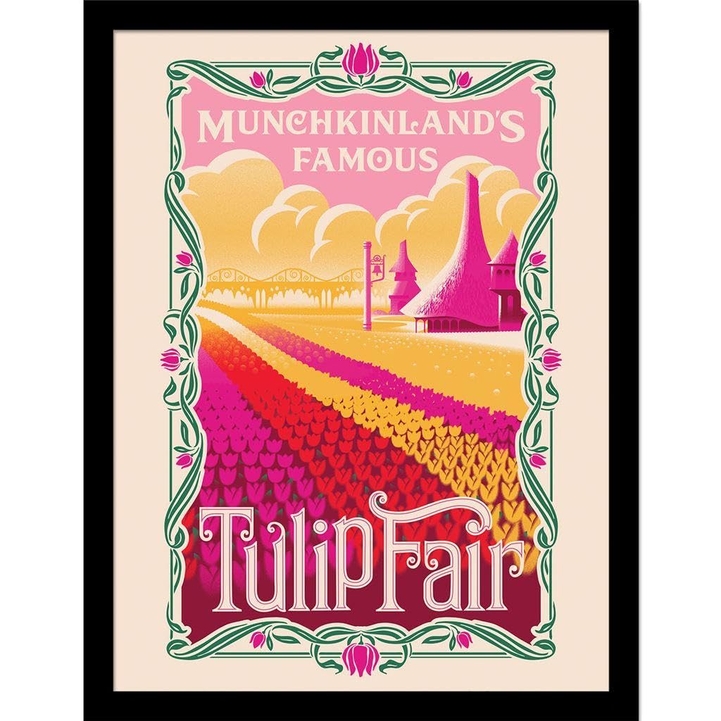 Pyramid International Vibrant Colors Wicked Munchkinland Collectors Print Framed - Broadway Memorabilia, Framed Art Print Of Iconic Scene, Home Decor For Wicked Musical Enthusiasts, Wall Decor Collectible