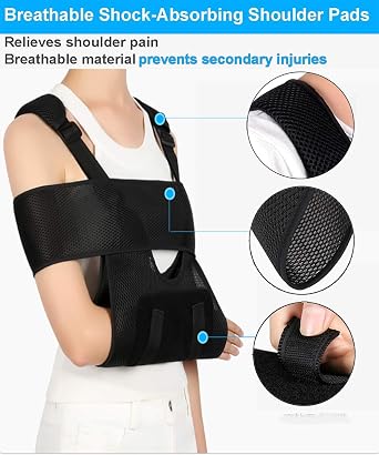 Arm Sling, Arm Immobilizer Sling, Comfort, Best Fully Adjustable Rotator Cuff and Elbow Support for Broken&Fractured Arm, Includes Immobilizer Band for Quick Recovery (Women & Men)