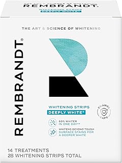 Rembrandt Teeth Whitening Strips, Deeply White, Enamel-Safe, 28 Whitening Strips (14 Treatments)