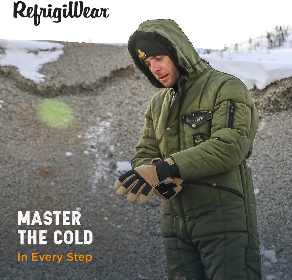 RefrigiWear Iron-Tuff Insulated Coveralls with Hood -50°F Rated Coveralls for Men - Water & Wind-Resistant Winter Overalls - Image 4