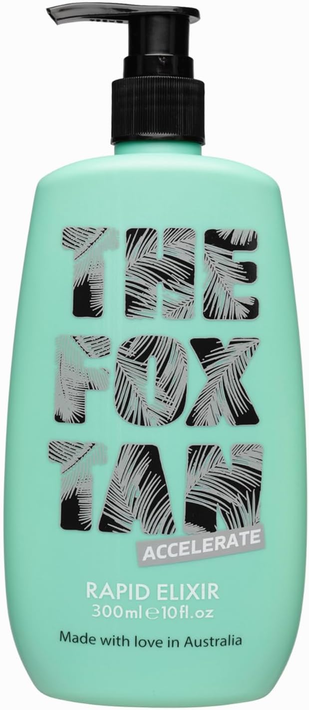 The Fox Tan Rapid Tanning Elixir, Natural Tanning Accelerator Lotion For Darker & Faster Tans, Creates Flawless Tan Skin, Vegan & Cruelty-Free, 300mL