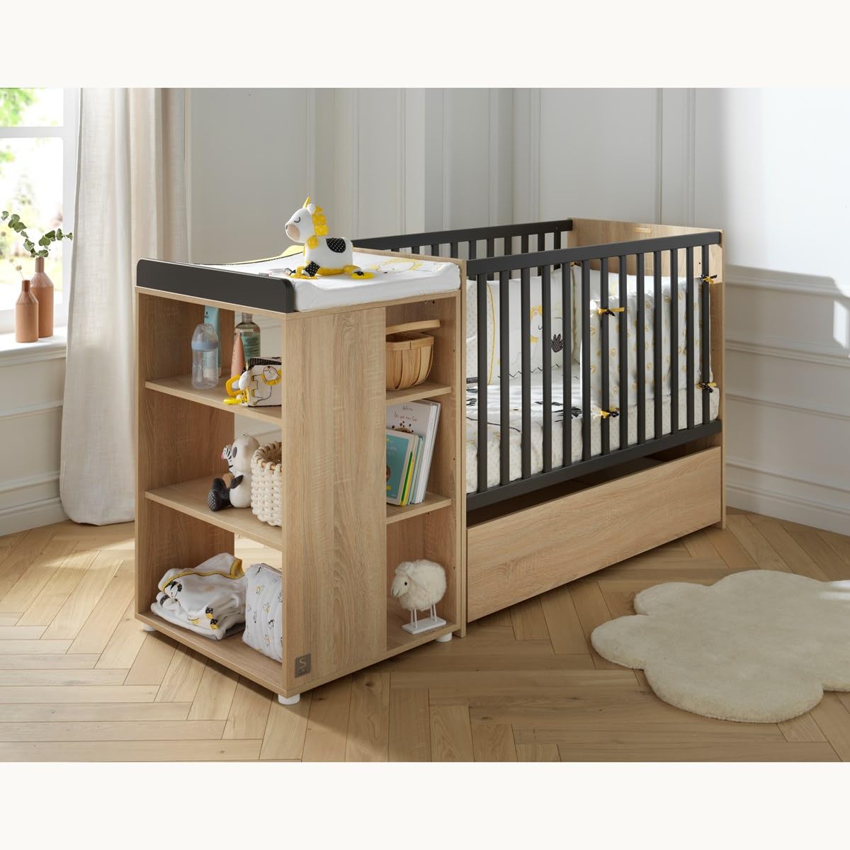Sauthon Lit combiné 120x60cm évolutif en 90x190cm