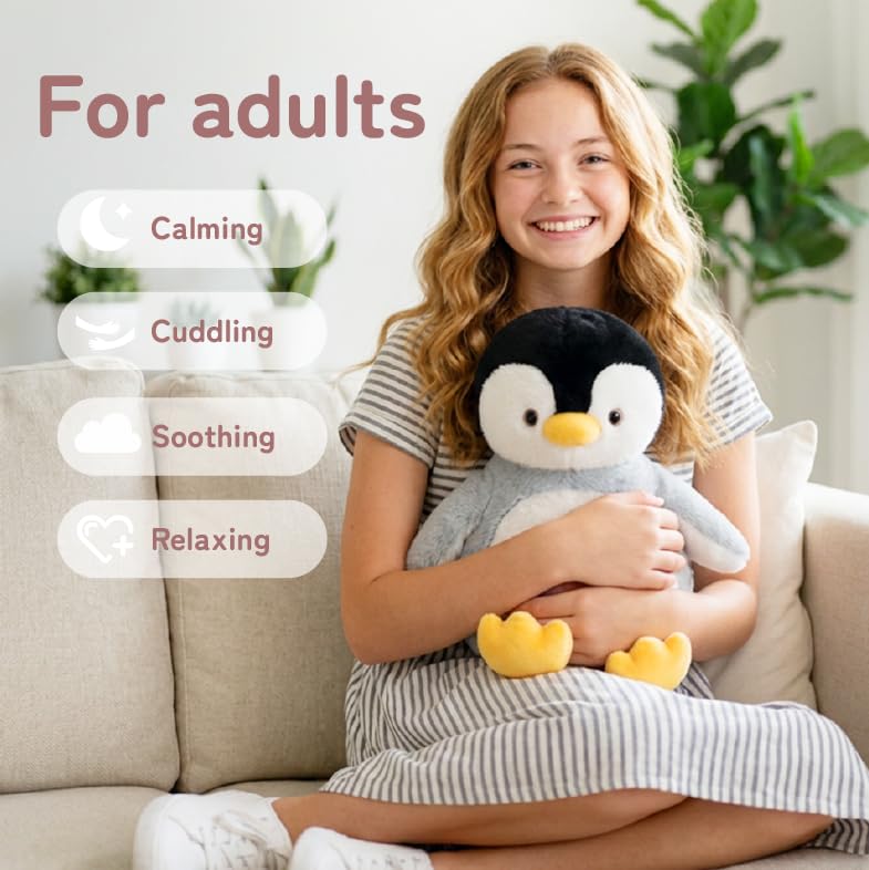 Image of Niuniu Daddy Weighted Stuffed Animals, 14 in 3.5 lbs, Penguin Sensory Plush | Heavy sensory lap pad, lying body pillow for sleeping, machine wash, huggable gift for kids and adults