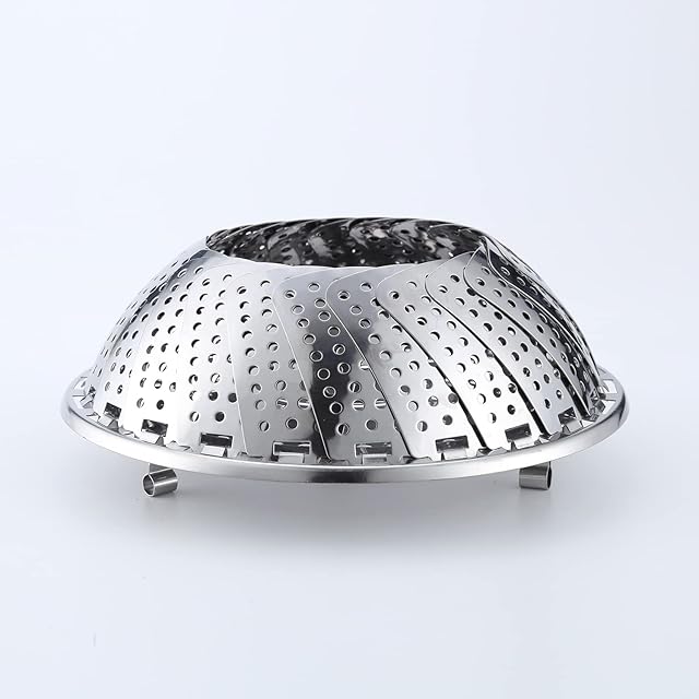 MiHerom Steamer Basket,Folding Steamer Insert,Stainless Steel Vegetable Steamer for Veggie Fish Eggs Seafood Cooking,Expandable to Fit in Pots