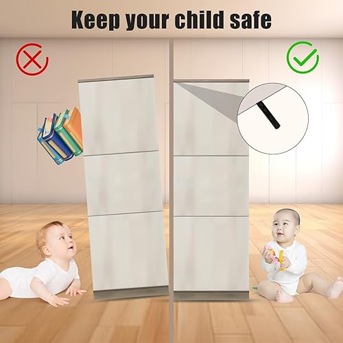 Miniatura 3 de 4 anclajes para muebles a prueba de bebés, soporte de anclaje de metal para muebles de bebé, soporte de anclaje para muebles negros anti punta,