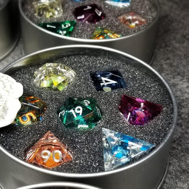 Miniatura 7 de Sage's Portal Souls Liquid Core - Juego de 7 dados poliédricos DND de resina de borde afilado para Dungeons and Dragons, RPG de mesa TTRPG (Infinity