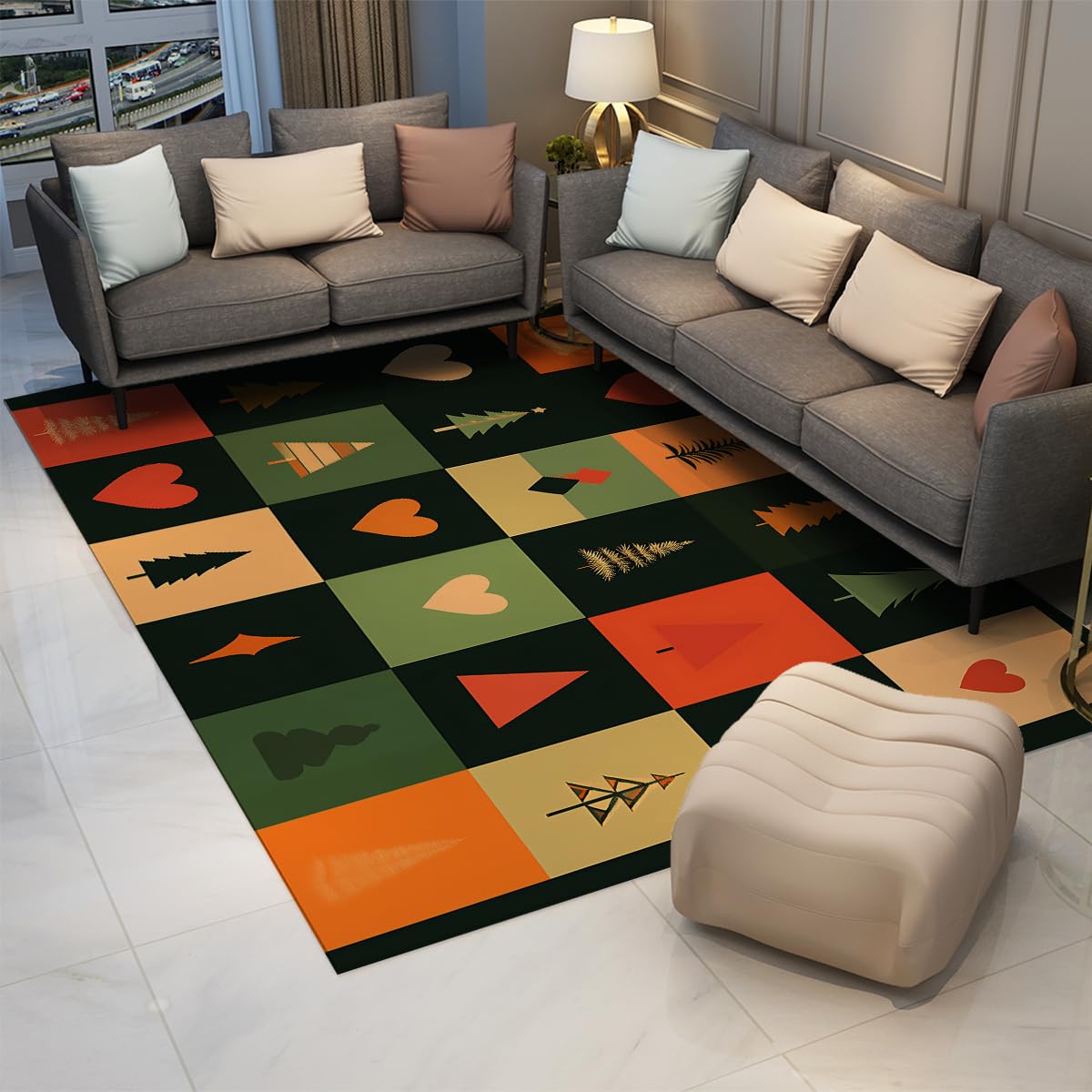 Tapis arbre de Noël 90x120cm pour réchauffer l'ambiance d'une chambre ou d'un dortoir