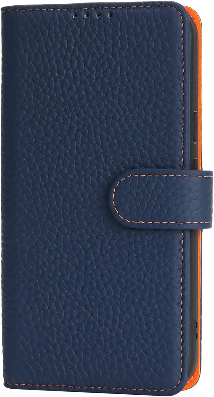 Zouzt Case for Google Pixel 9A Genuine Leather Wallet Case with 4 Card Slot, RFID Blocking Card Holder Magnetic Flip Folio Shockproof Phone Cover Women Men for Google Pixel 9A - Blue & Orange