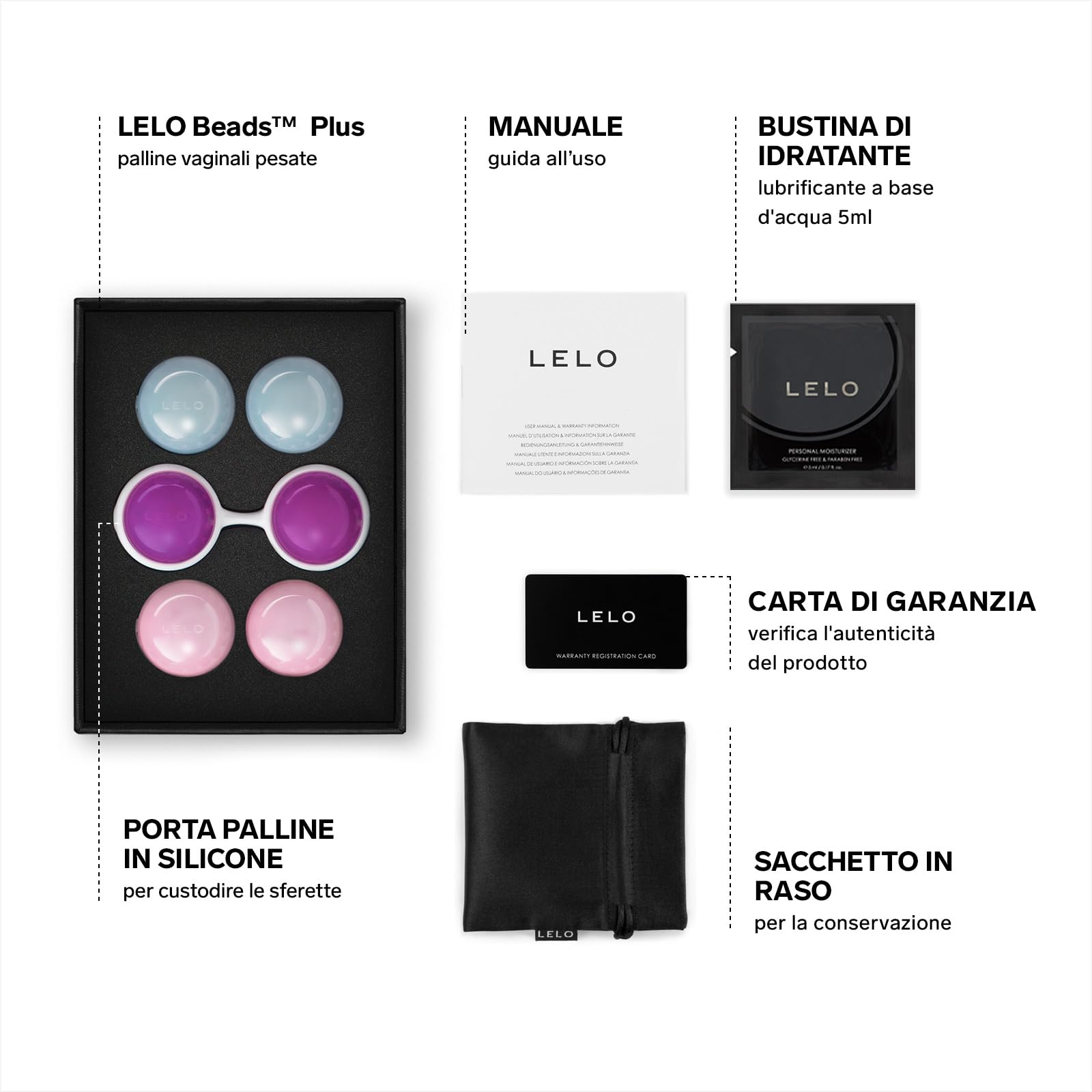 LELO Beads Plus Le palline vaginali con cordino che offrono un’ampia varietà di esercizi per tonificare il pavimento pelvico, Kegel ball donna