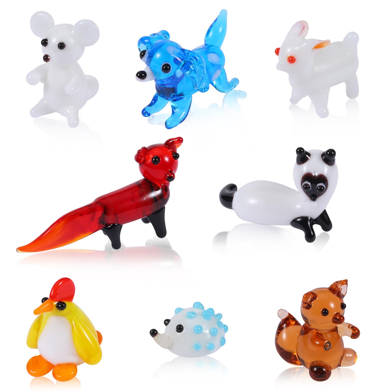Amazon.com: WEWAYSMILE 8 Pcs Hand Blown Glass Figurines Glass
