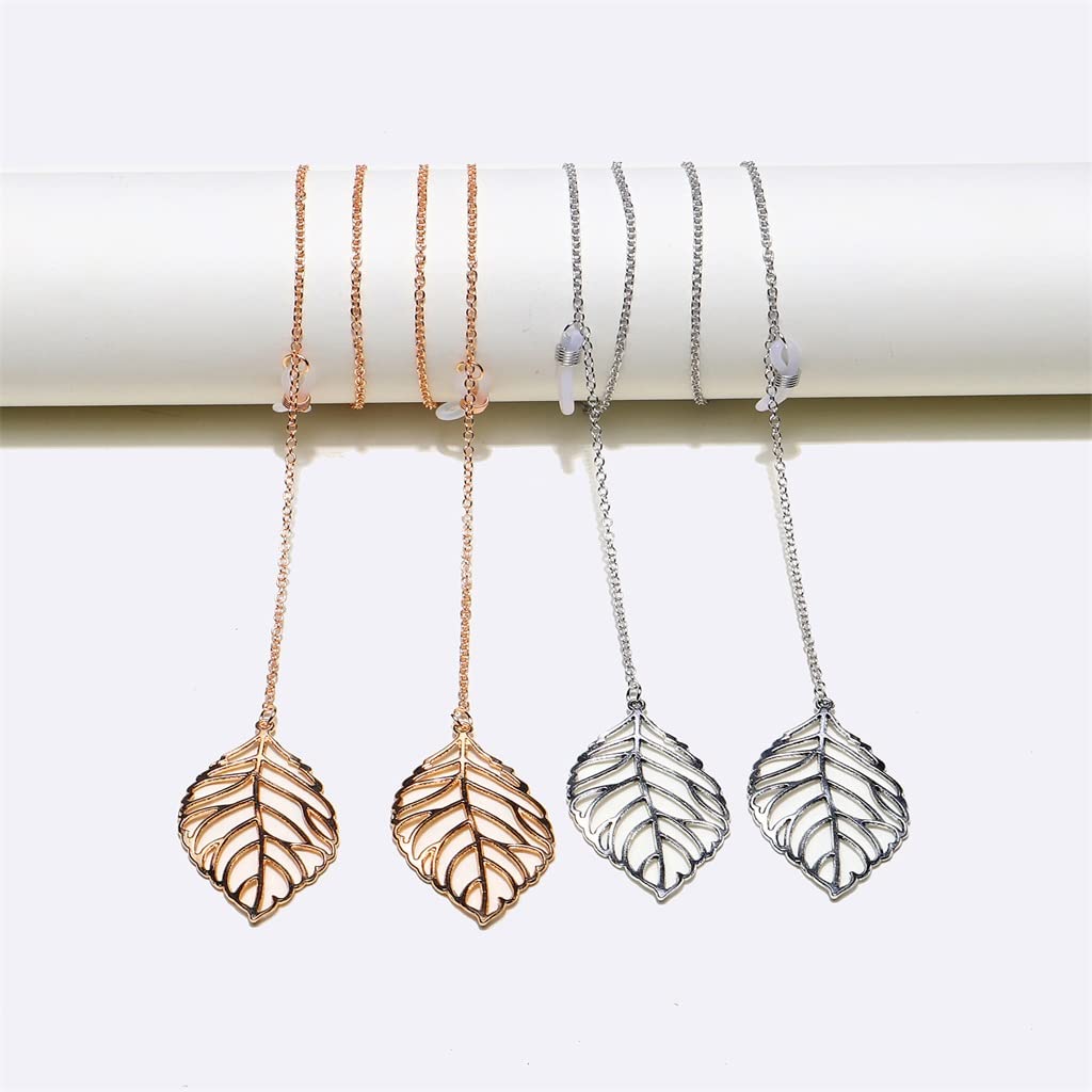 Metall-Brillenkordel, Blattgold-Anhänger, Brillenkette, Modeaccessoires