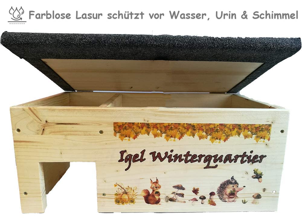 Nagerstore Igelhaus Igelhütte XXL mit Labyrintheingang Winterquartier Katzensicher Winterfest, Fichte