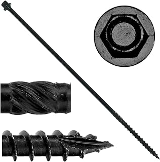 Heavy Duty #14 x 12" Black Log Timber Screws - Exterior Coated for Landscaping, Logs & Timbers (50 Pack) | JakeSales