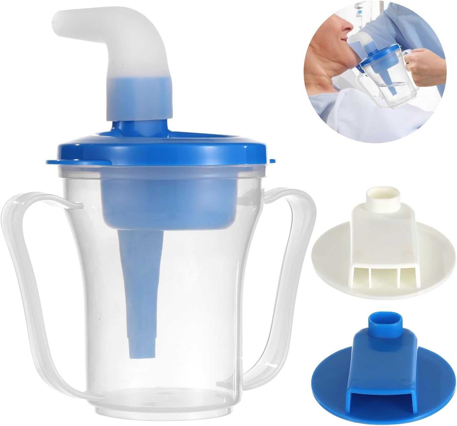Dysphagia Regulating Drinking Cup, 5cc-15cc Flow Control, Spill-Proof Spout, Dual Handles, Portable Slow Dysphagia Cups for Home Bed Hospital Elderly Patient Senior
