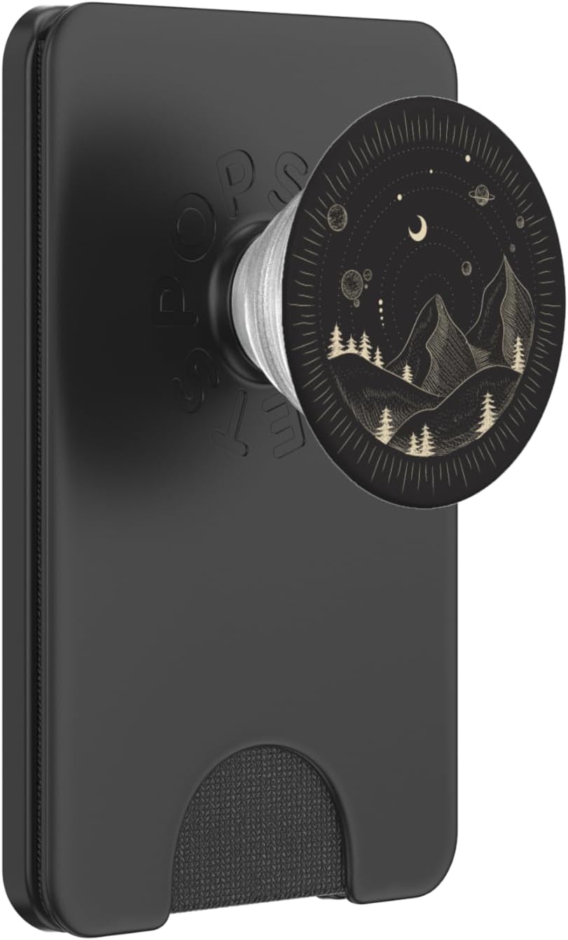 Mountains with Celestial Elements Moon Planets Stars Stellar PopSockets PopWallet for MagSafe