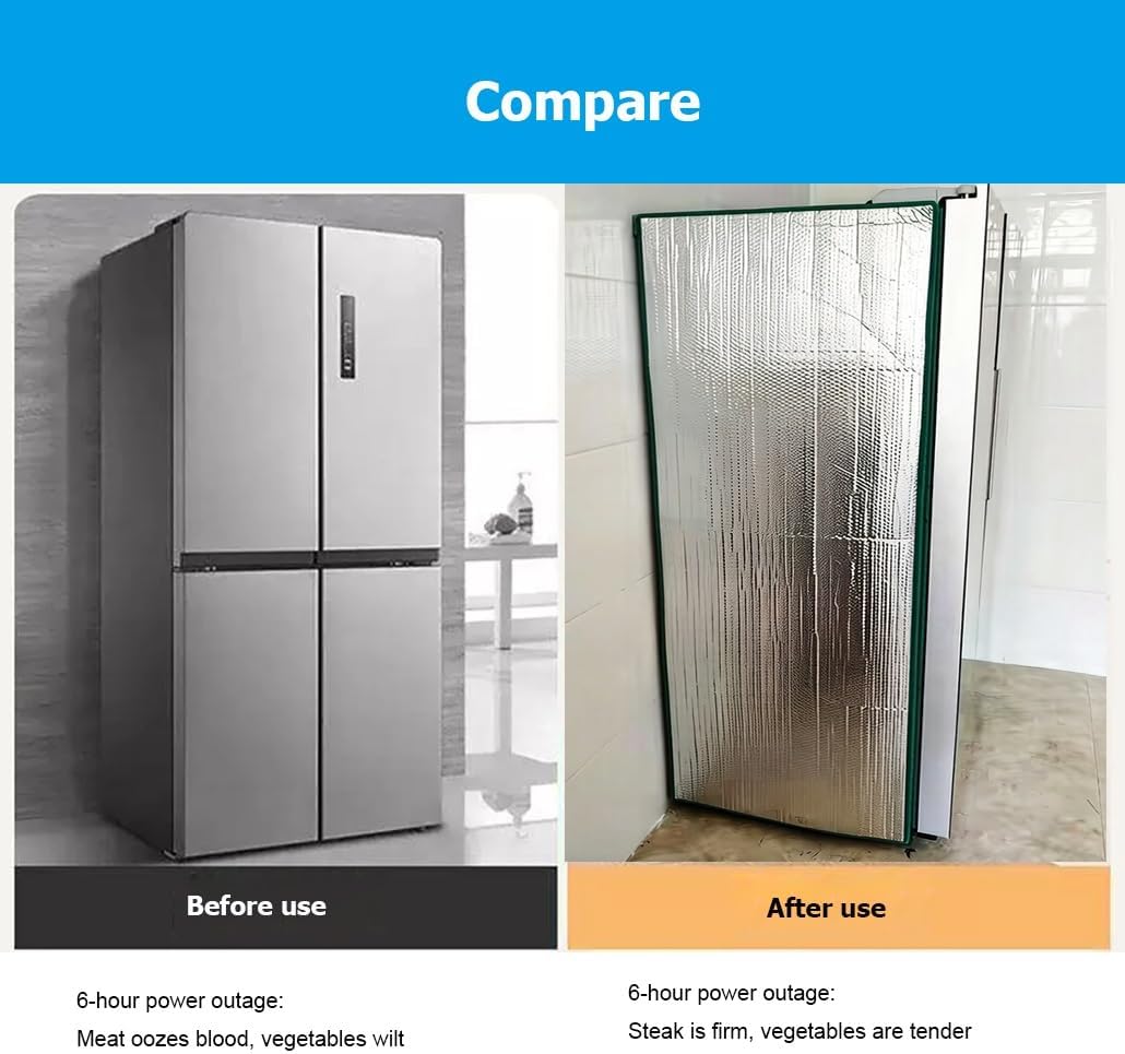 Energy-Saving Aluminum Foil Insulation Cover for Refrigerator, Silver Freezer Wrap with Green Edging, Indoor Outdoor Use, 55x110cm (21.7x43.3) image 4