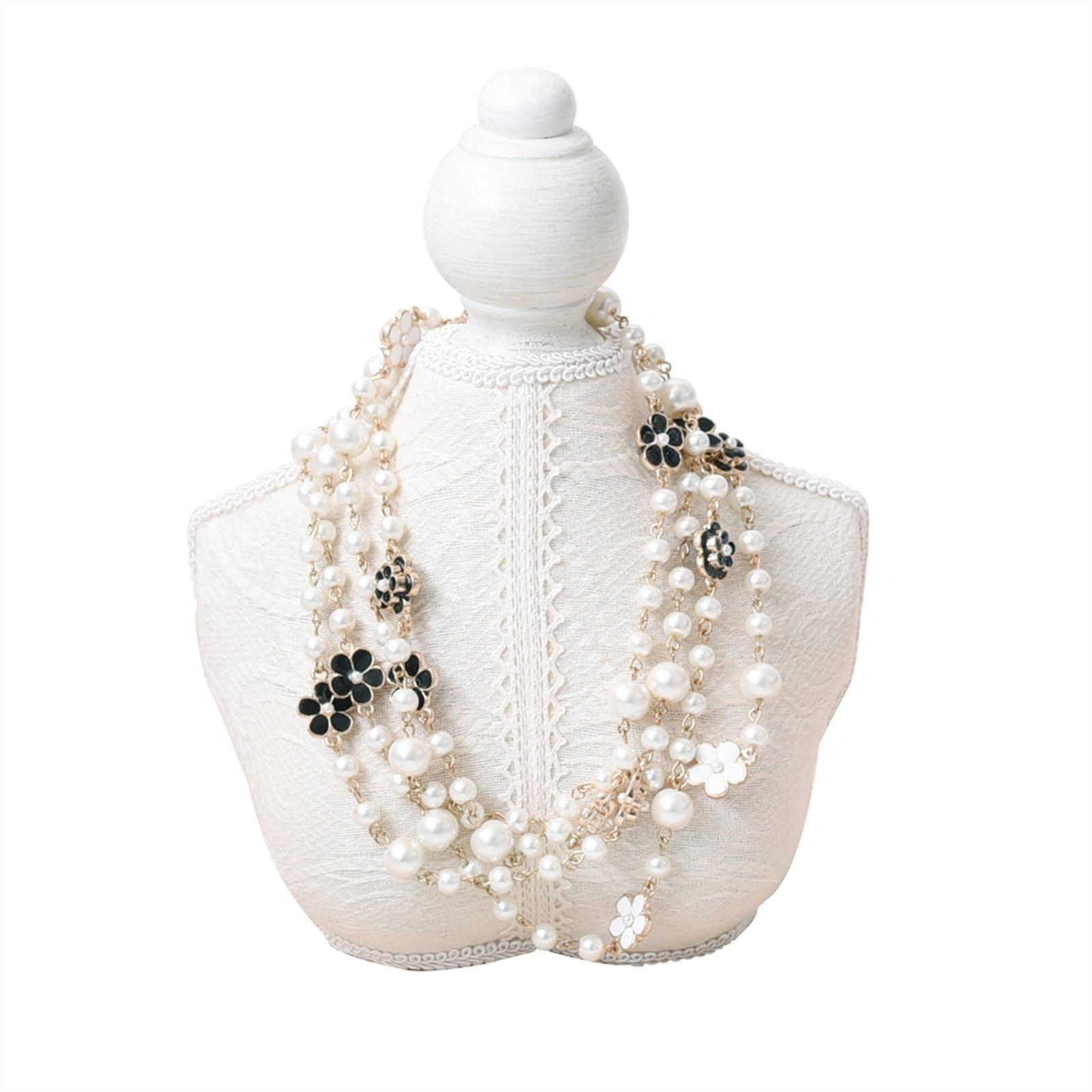 XCSCUK Jewelry Organizer Holder,Creative Jewelry Necklace Bust Display Rack,Retro Lace Model Bust Jewelry Necklace Bracelet Display Storage Rack (17x21cm)
