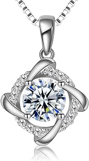 Dammoissanite Necklace Pendant Moissanite Diamond 1Ct Lab Cultured Rhodium Plated Pendant with Gift Boxing.