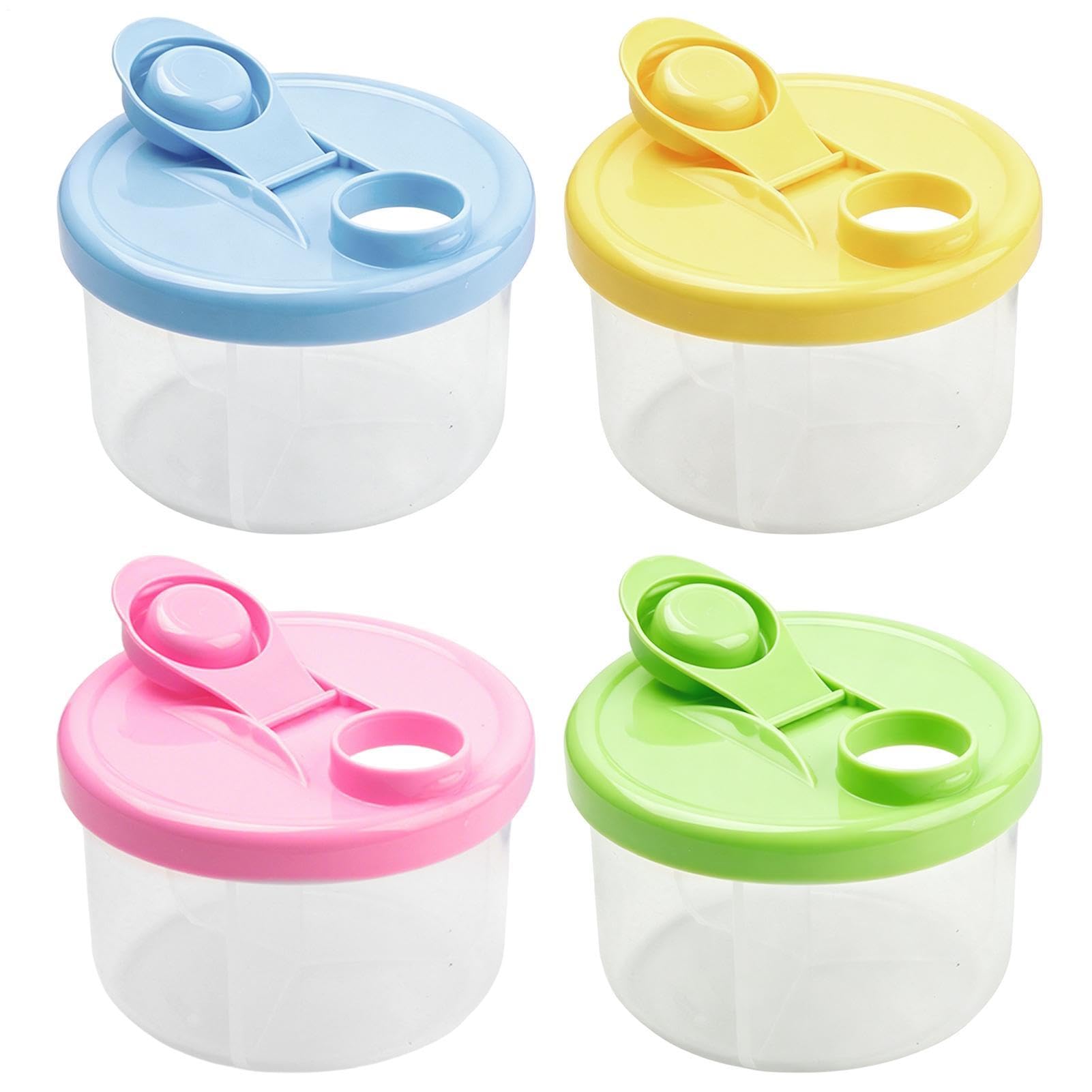 Formula Powder Pots, 4 Color Milk Powder Dispenser Pot with 3 Compartment
