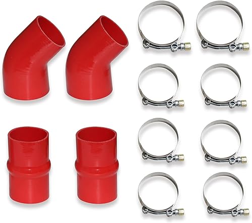 Miniatura 2 de Kit de arranque intercooler de silicona resistente para Dodge Ram 5.9L Diesel 1994 1995 1996 1997 1998 1999 2000 2001 2002 2002 Dodge Ram 5.9L (rojo)