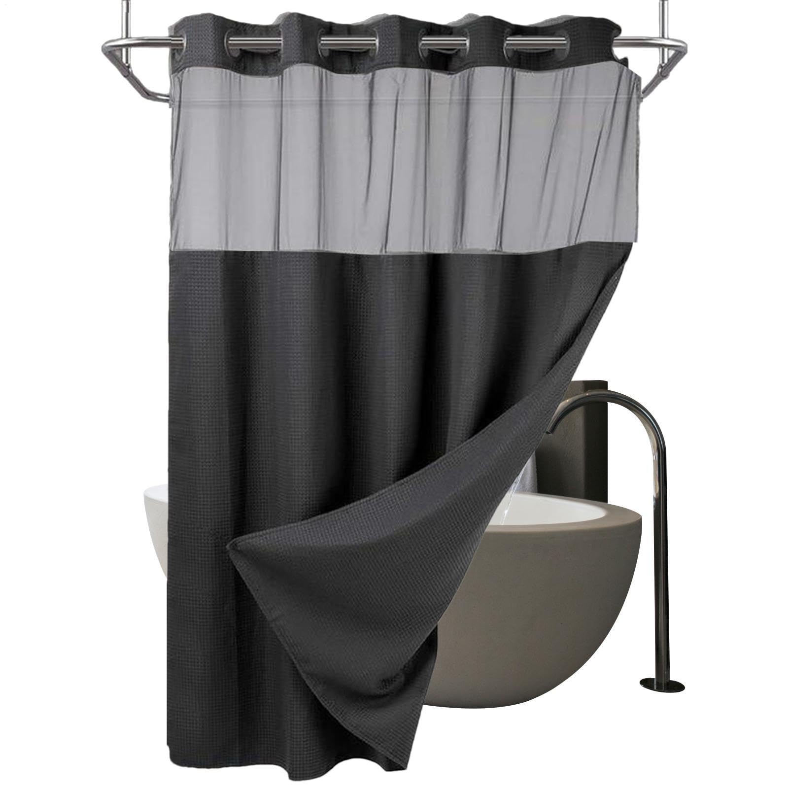 Rideaux de douche imperméables sans crochets avec système de glisse fluide
