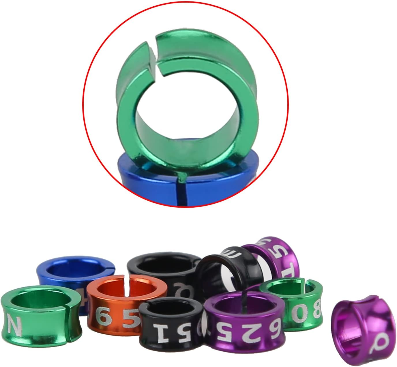 Open Bird Ring Bird Band Bird Foot Ring Bird Leg Bands Rings for Birds Tags Aluminum Alloy Split Ring Mixed Color for Parrots Hibiscus Bird Finches Etc 50Pcs (ID 6.7MM)