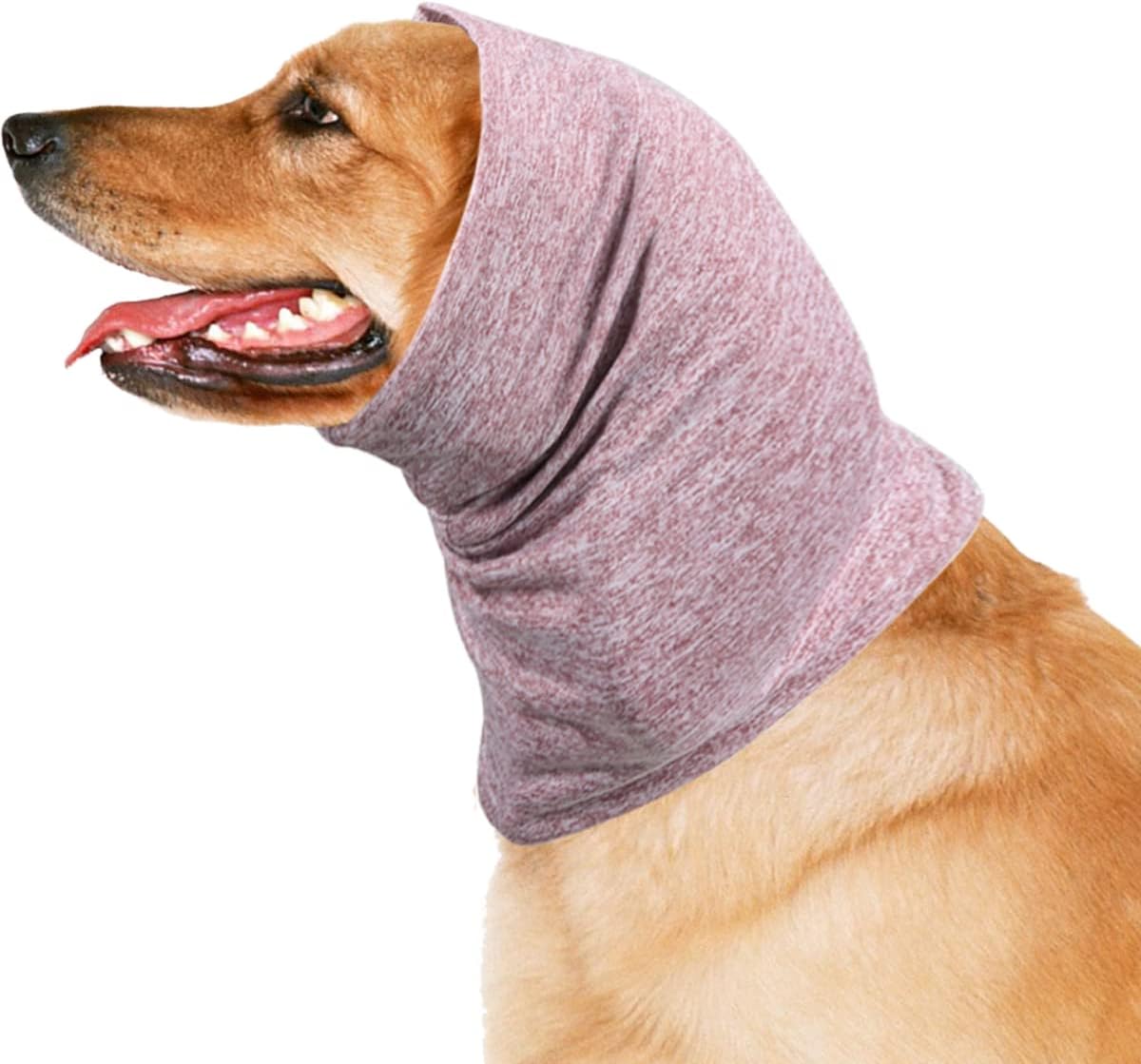 Pet Soft Snoods for Dogs, Quiet Ears Muffs Thunder Hat for Dog, Calming Dog Hood for Noise Protection, Anxiety Relief Head Wrap Ear Cover for Dog and Cats (Medium, Pink)