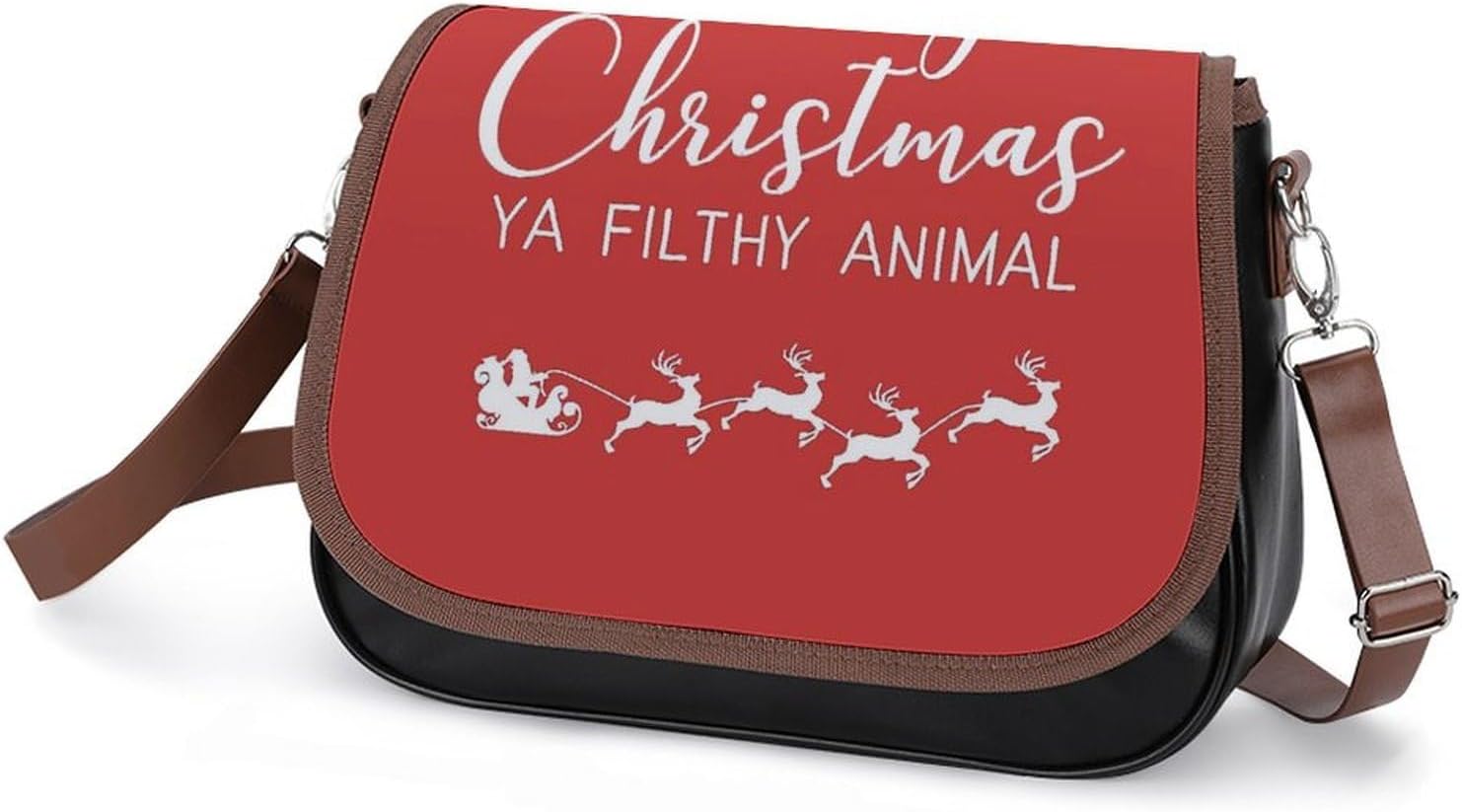 Merry ChristmasWomen's Faux Leather Crossbody Bag, Waterproof Wrinkle-Resistant Shoulder Bag with Detachable Strap, Large Capacity Casual Handbag, Fashion Daily Purse for Shopping Work Dating, Ideal G