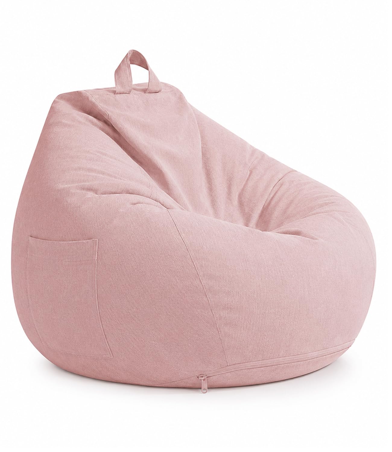 Highdi Poltrona Sacco Adulti 100 x 120 cm - Senza Imbottitura, Cotone e Lino Pouf Sacco Gigante, Rosa Bean Bag Chair per Soggiorno/Camera/Gaming