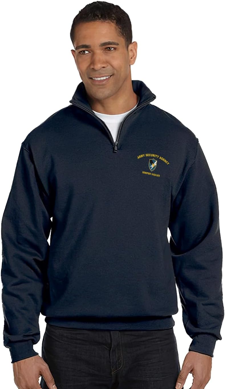 Military Productions US Army Army Security Agency Quarter Zip Sweatshirt Officially Licensed