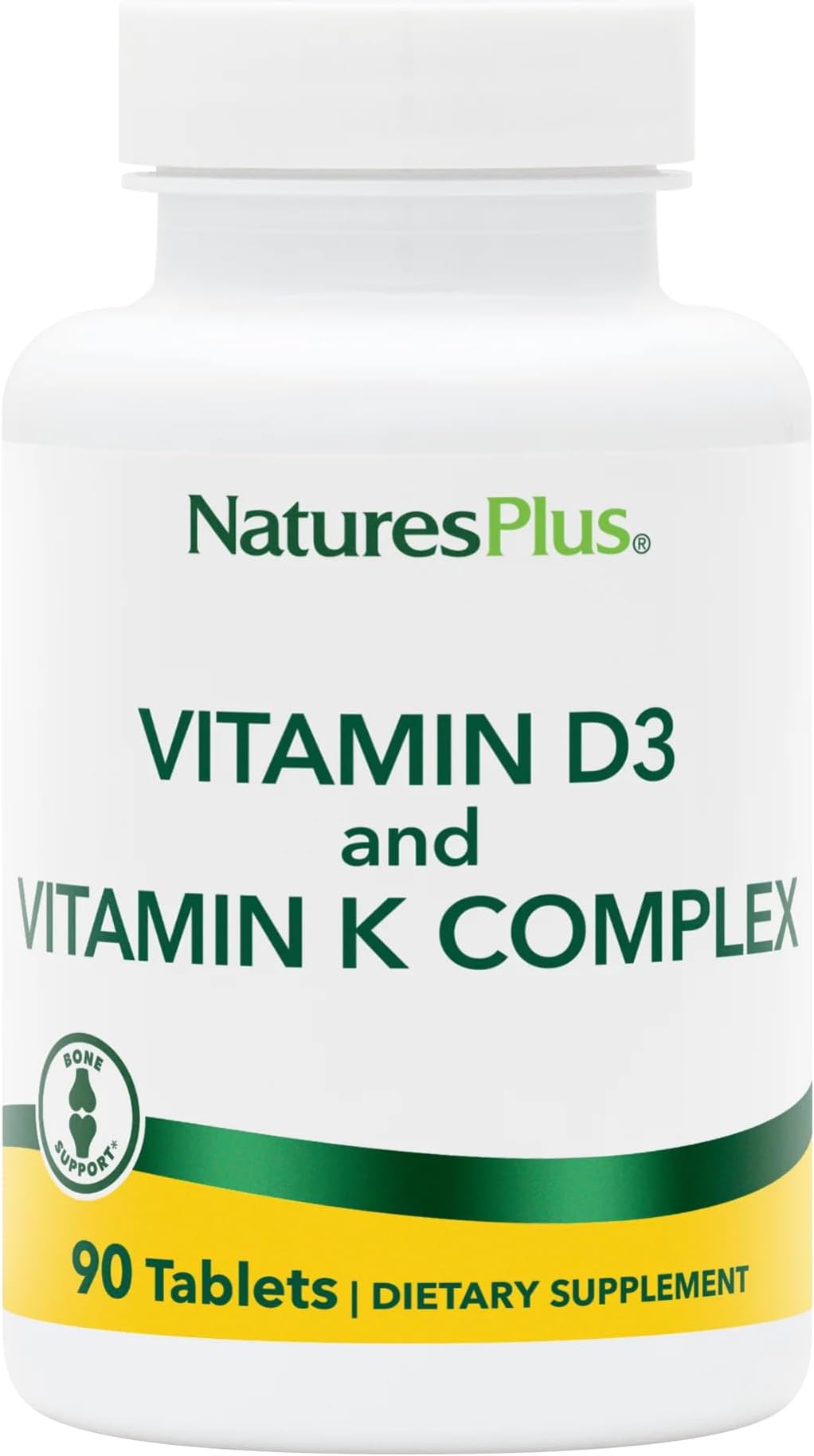 Vitamins D3 & K2 - 90 Tablets - Promotes Bone Support, Immune Function, Cardiovascular Health & Mood Balance - Vegetarian, Gluten Free - 90 Servings