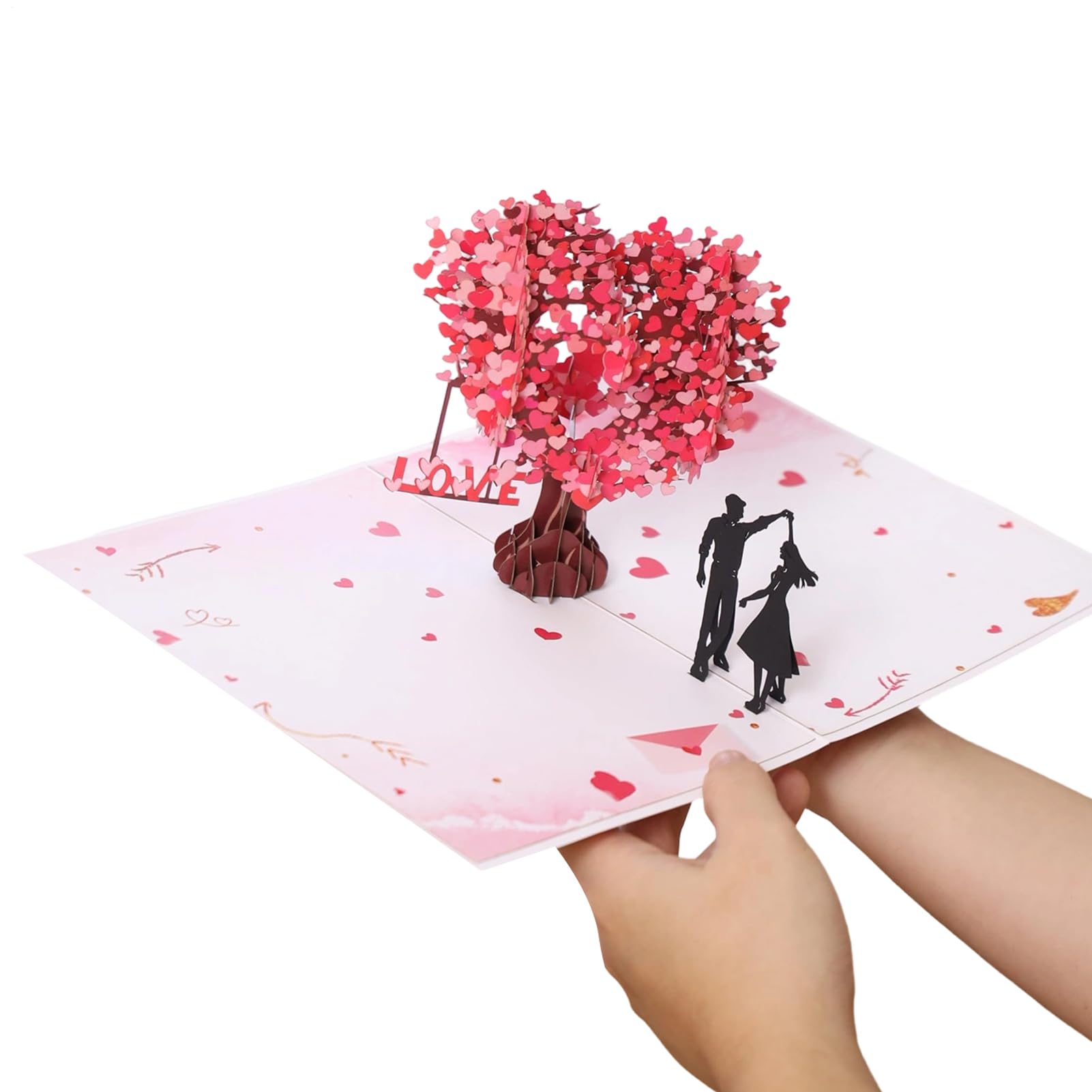 Valentinstagskarte – romantische Erinnerung an tanzendes Paar – Karte 3D Design Herzen mit Umschlag und Botschaft, für Freundin, Ehemann, Damen, Männer, Frauen, Urlaub, Geburtstag